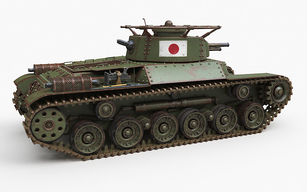 Tank Type 97 Chi Ha Green Japan Corona 3D model_41
