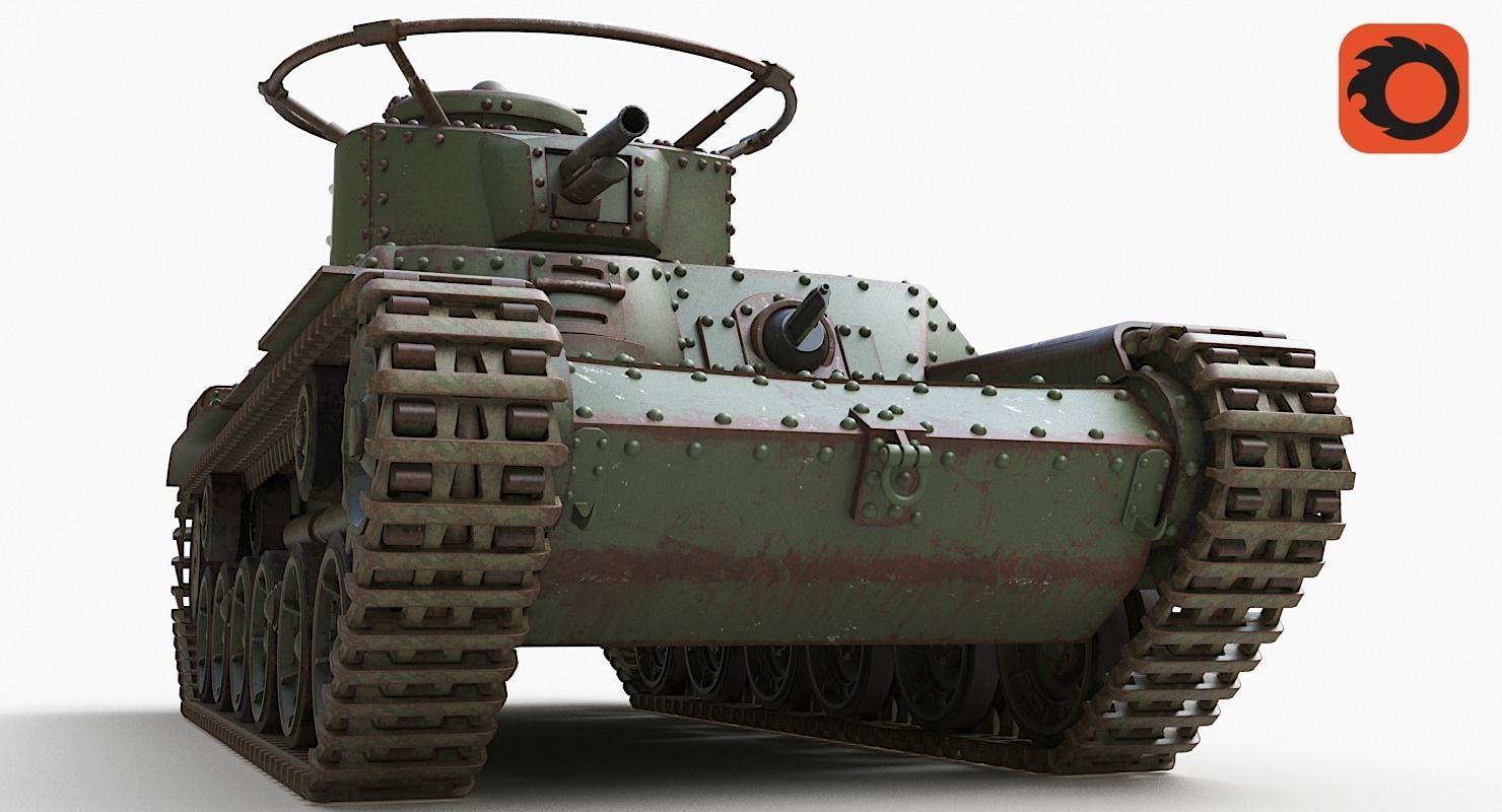Tank Type 97 Chi Ha Green Japan Corona 3D model_9