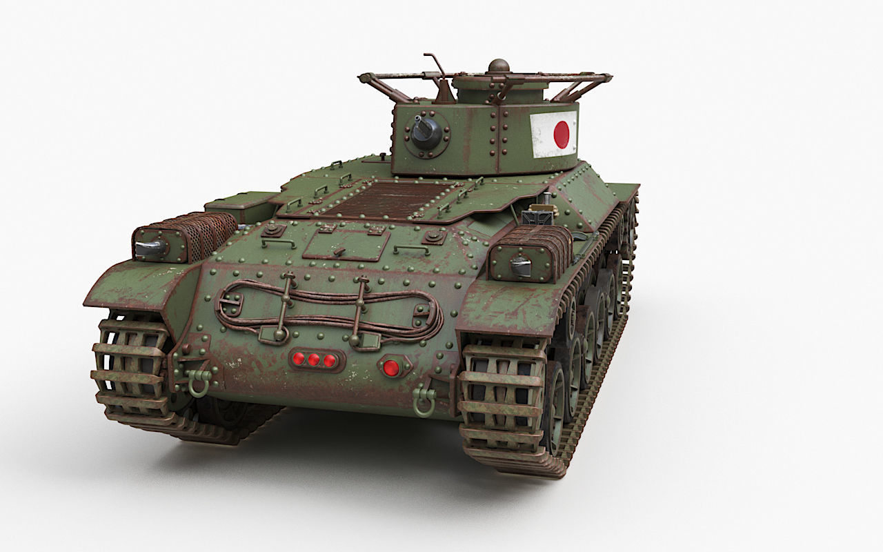 Tank Type 97 Chi Ha Green Japan Corona 3D model_46