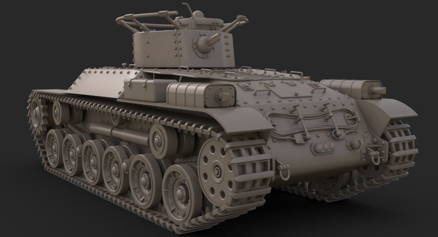 Tank Type 97 Chi Ha Green Japan Corona 3D model_19