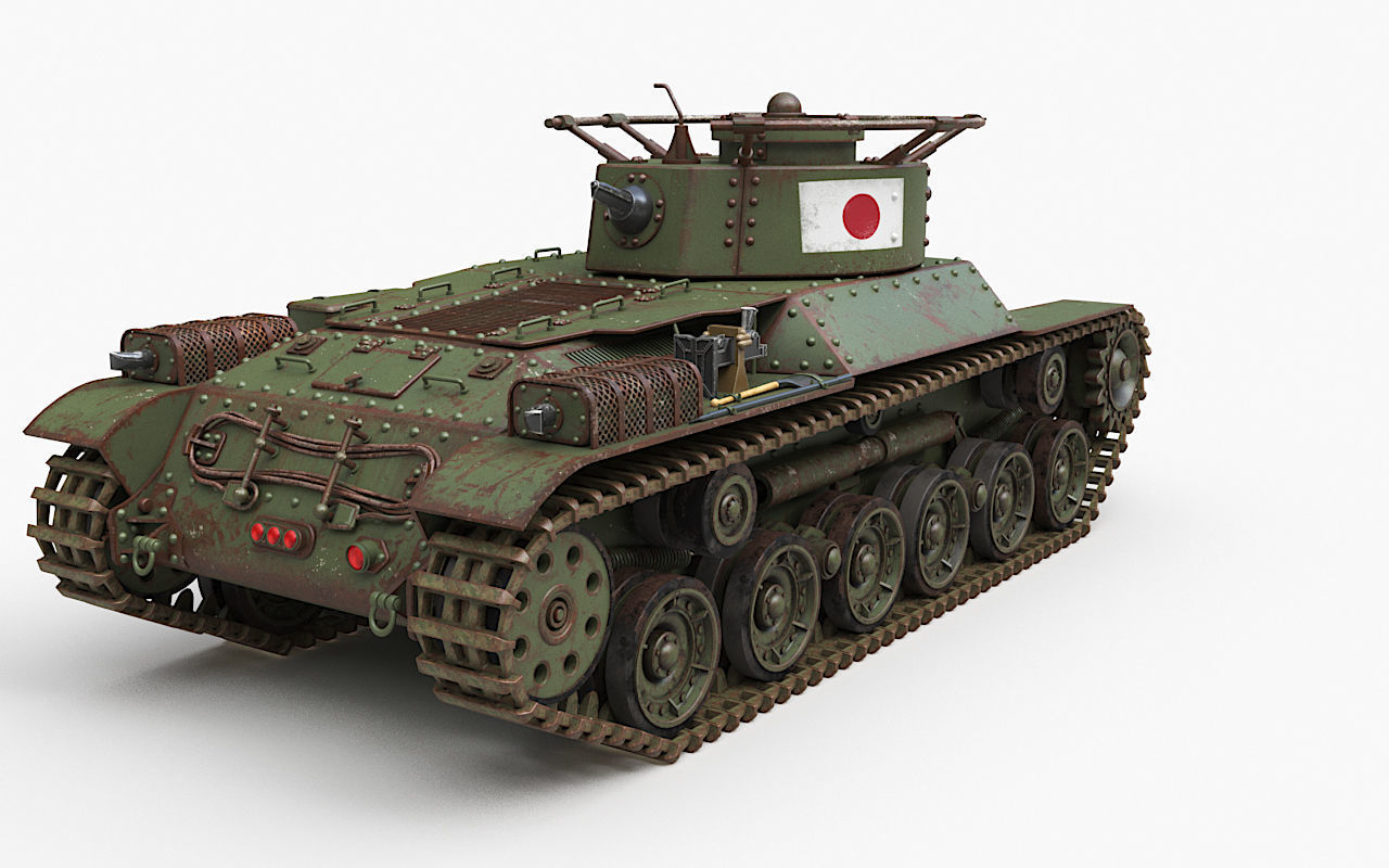 Tank Type 97 Chi Ha Green Japan Corona 3D model_44