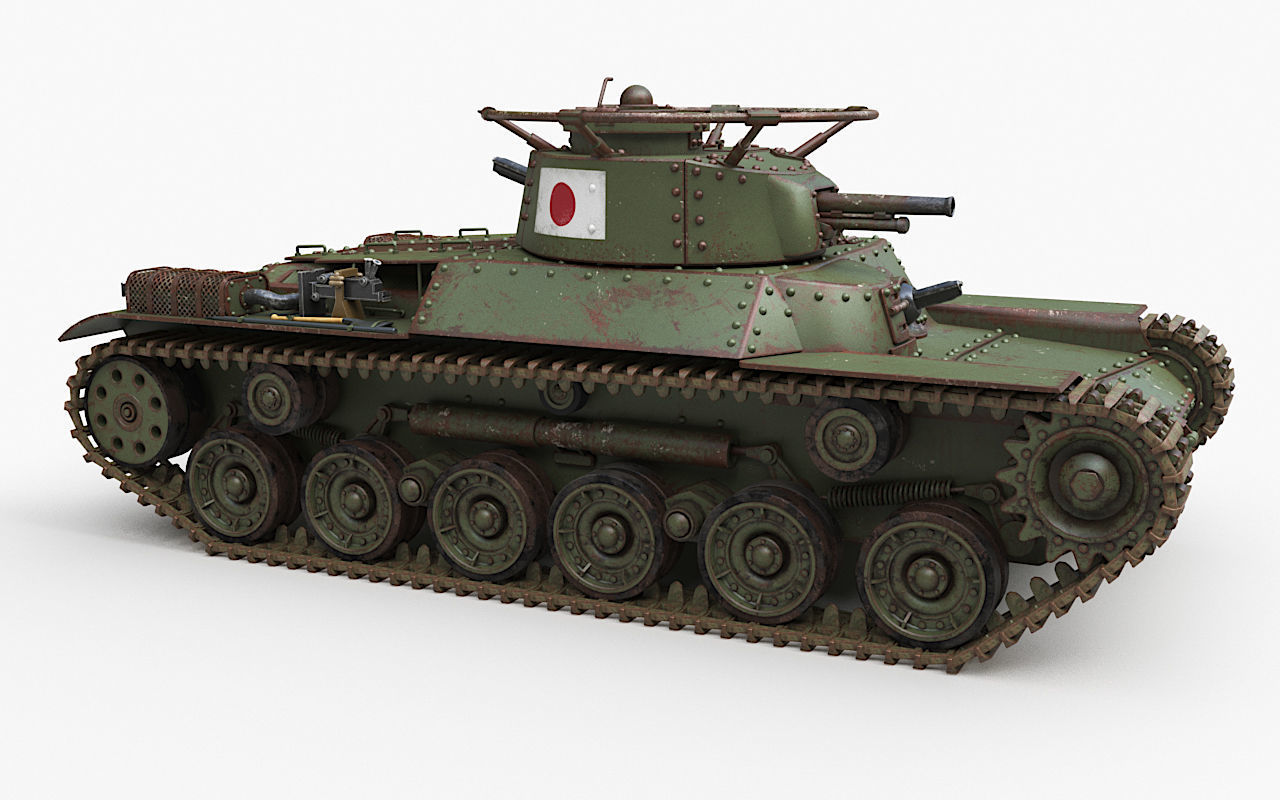 Tank Type 97 Chi Ha Green Japan Corona 3D model_36