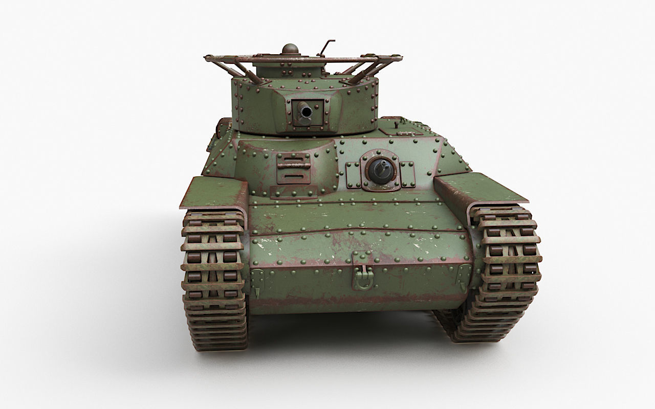 Tank Type 97 Chi Ha Green Japan Corona 3D model_30