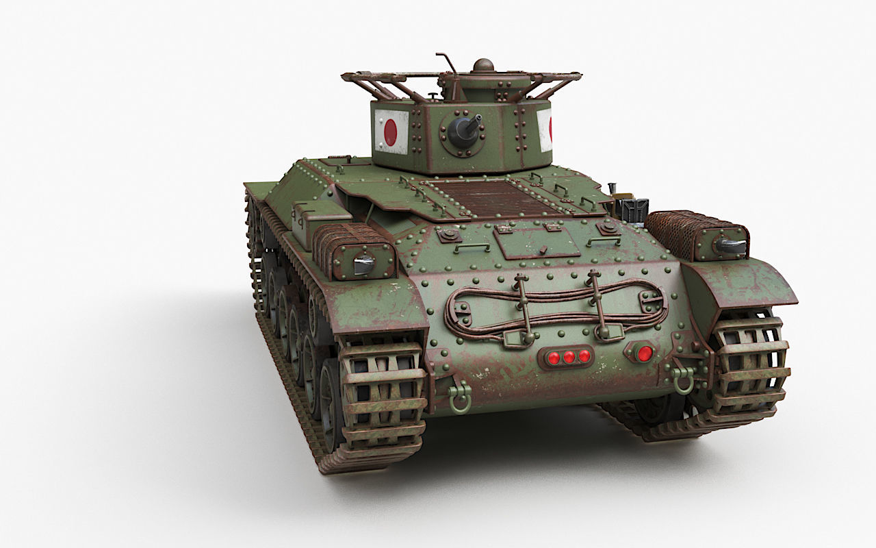 Tank Type 97 Chi Ha Green Japan Corona 3D model_49
