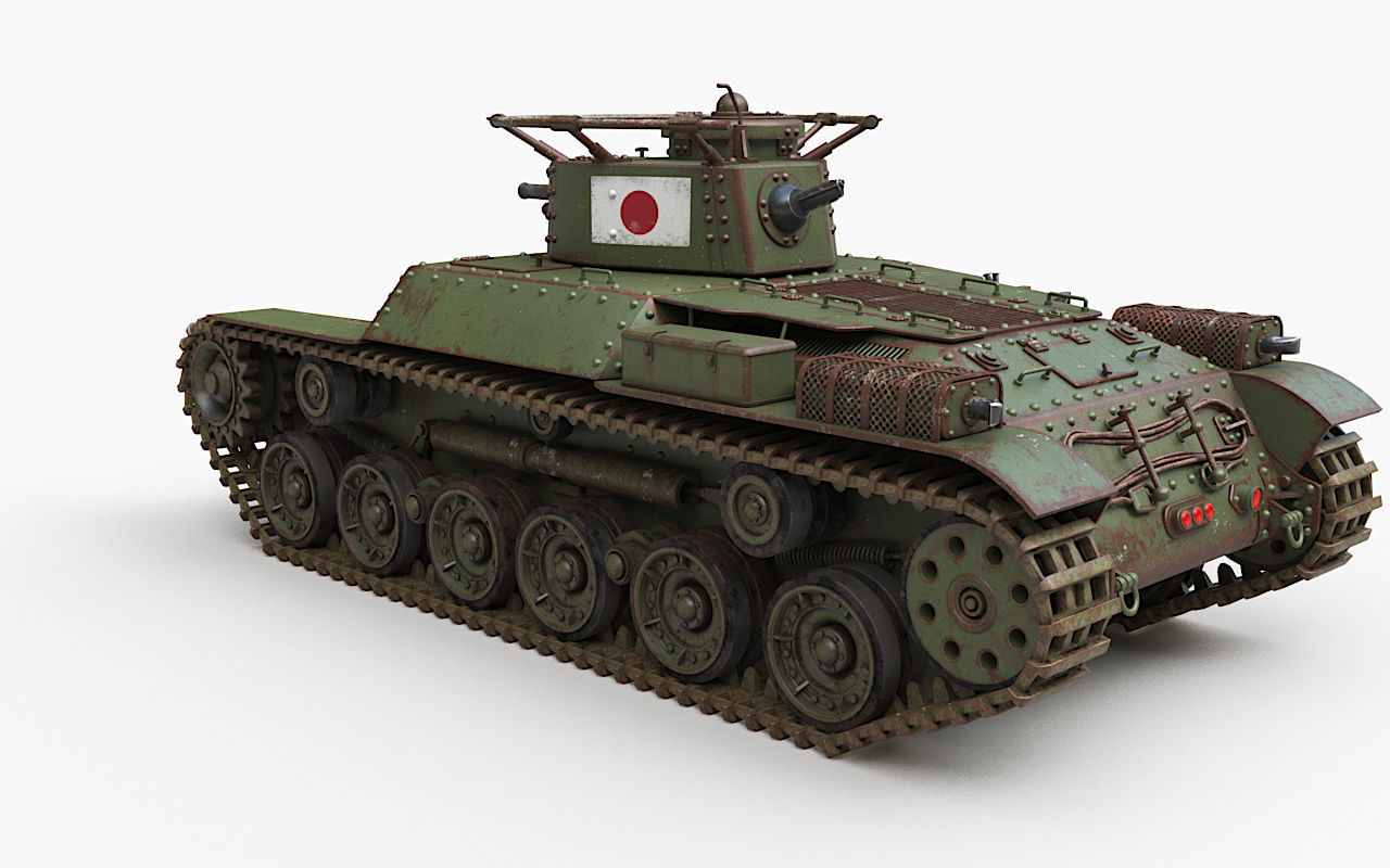 Tank Type 97 Chi Ha Green Japan Corona 3D model_52