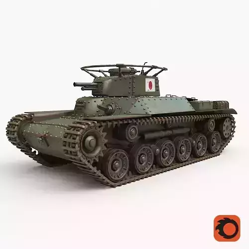 Tank Type 97 Chi Ha Green Japan Corona 3D model