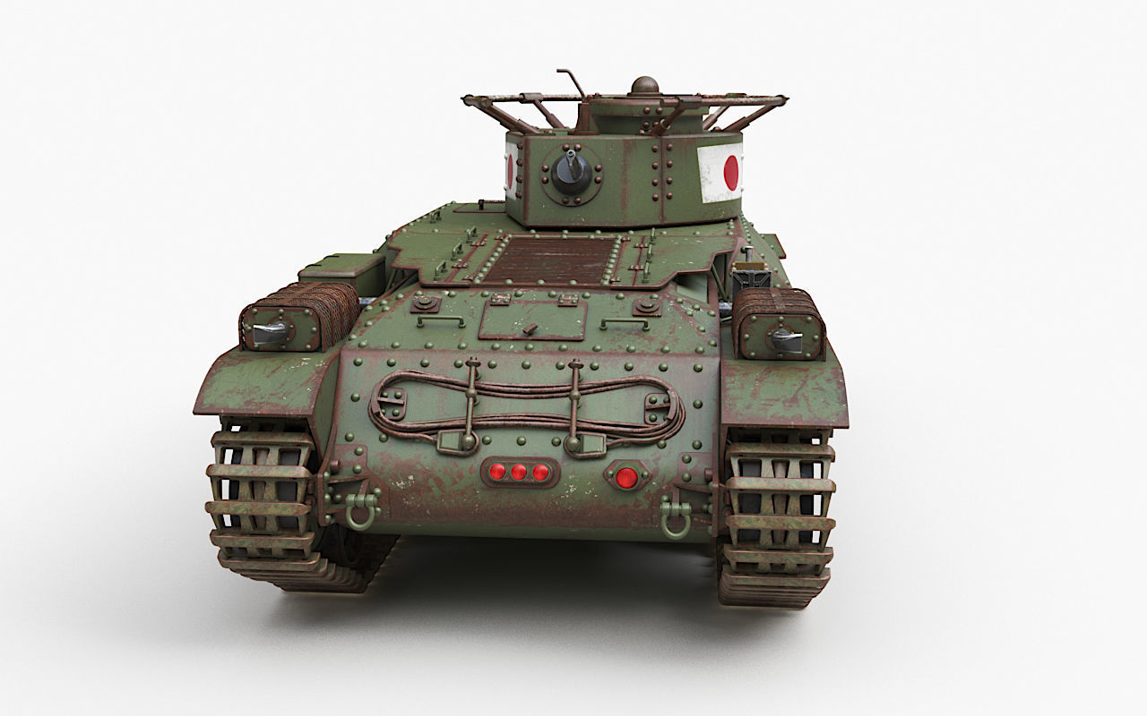 Tank Type 97 Chi Ha Green Japan Corona 3D model_47