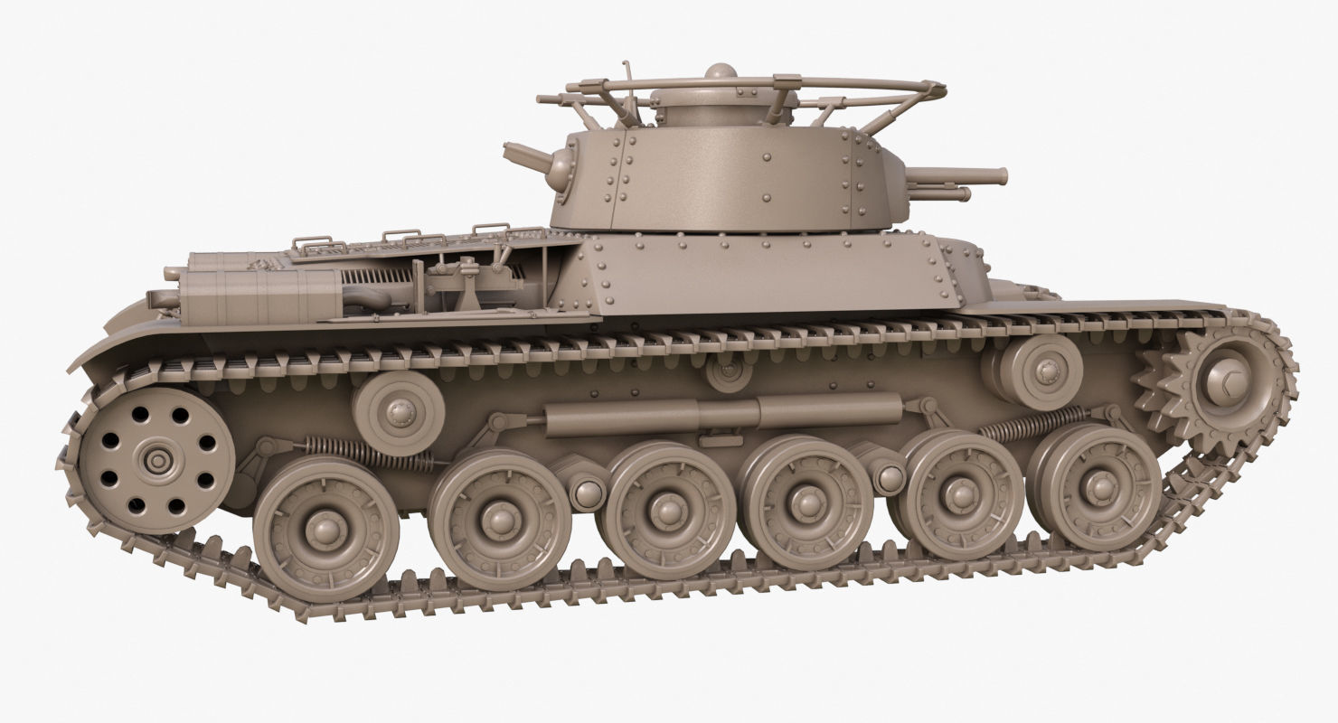 Tank Type 97 Chi Ha Green Japan Clay Mental Ray  3D model_31