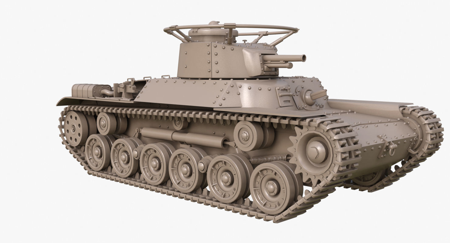 Tank Type 97 Chi Ha Green Japan Clay Mental Ray  3D model_25
