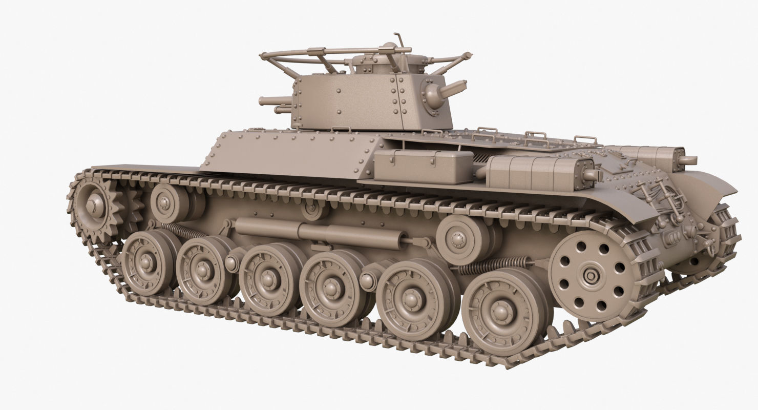 Tank Type 97 Chi Ha Green Japan Clay Mental Ray  3D model_44