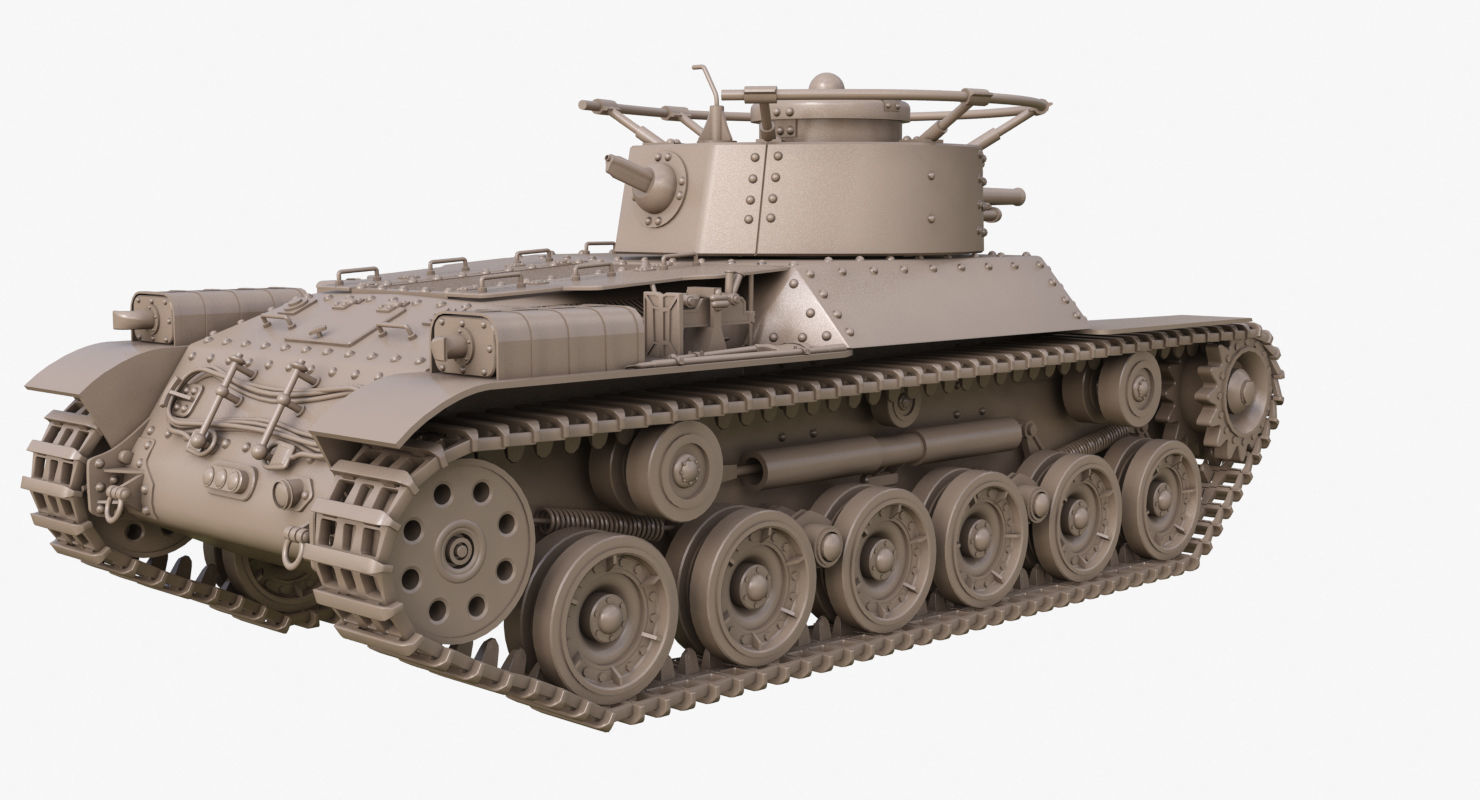 Tank Type 97 Chi Ha Green Japan Clay Mental Ray  3D model_34