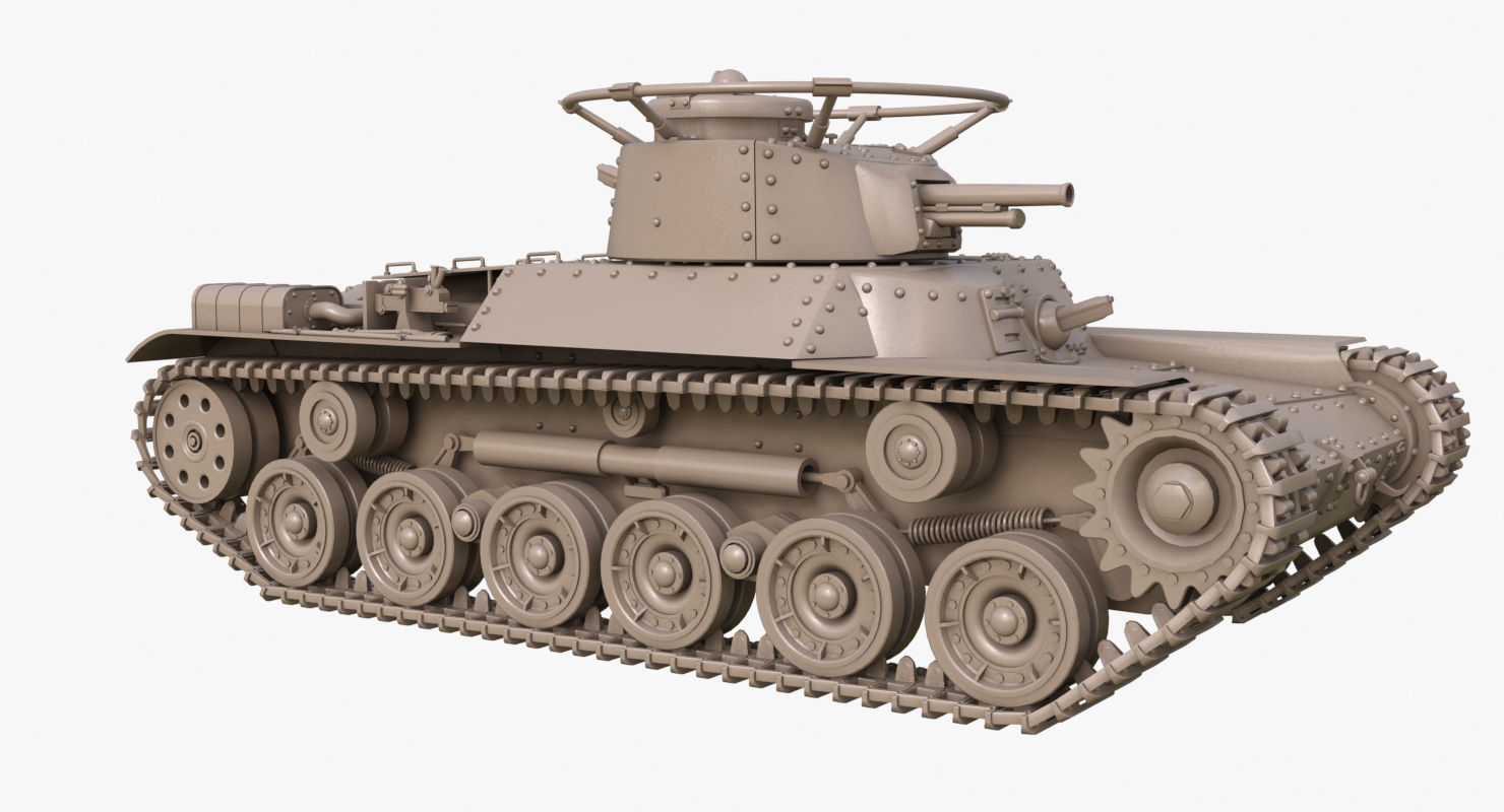 Tank Type 97 Chi Ha Green Japan Clay Mental Ray  3D model_26