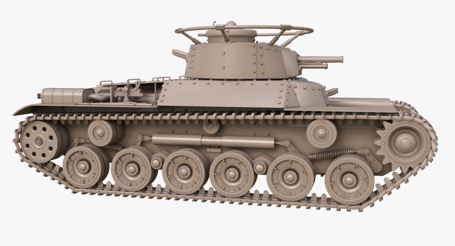 Tank Type 97 Chi Ha Green Japan Clay Mental Ray  3D model_28
