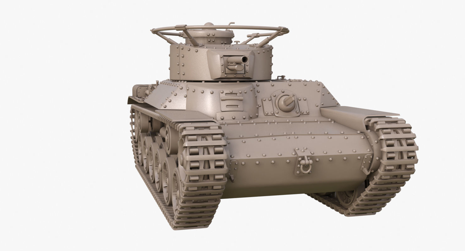 Tank Type 97 Chi Ha Green Japan Clay Mental Ray  3D model_22