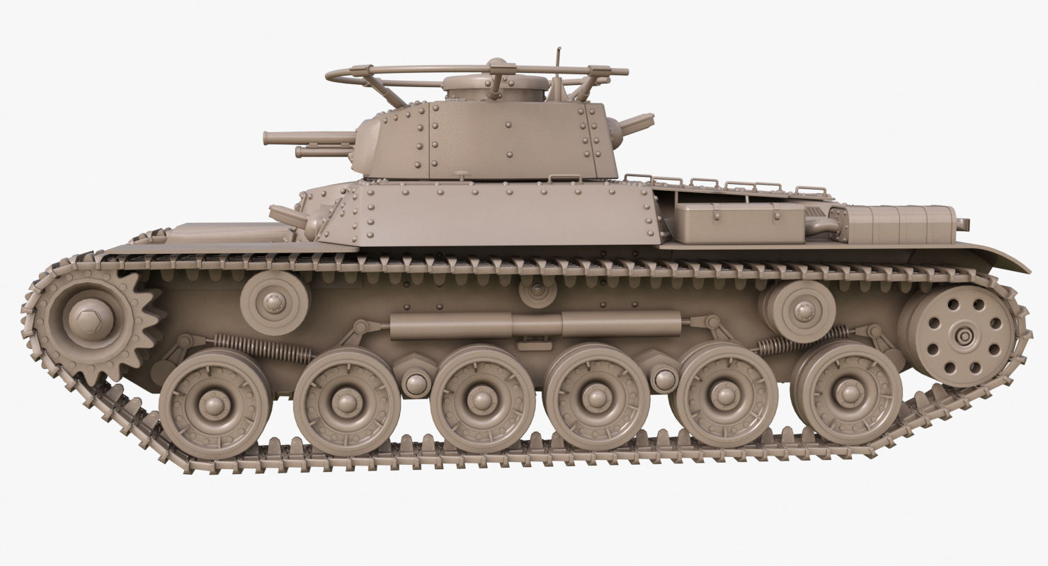 Tank Type 97 Chi Ha Green Japan Clay Mental Ray  3D model_48