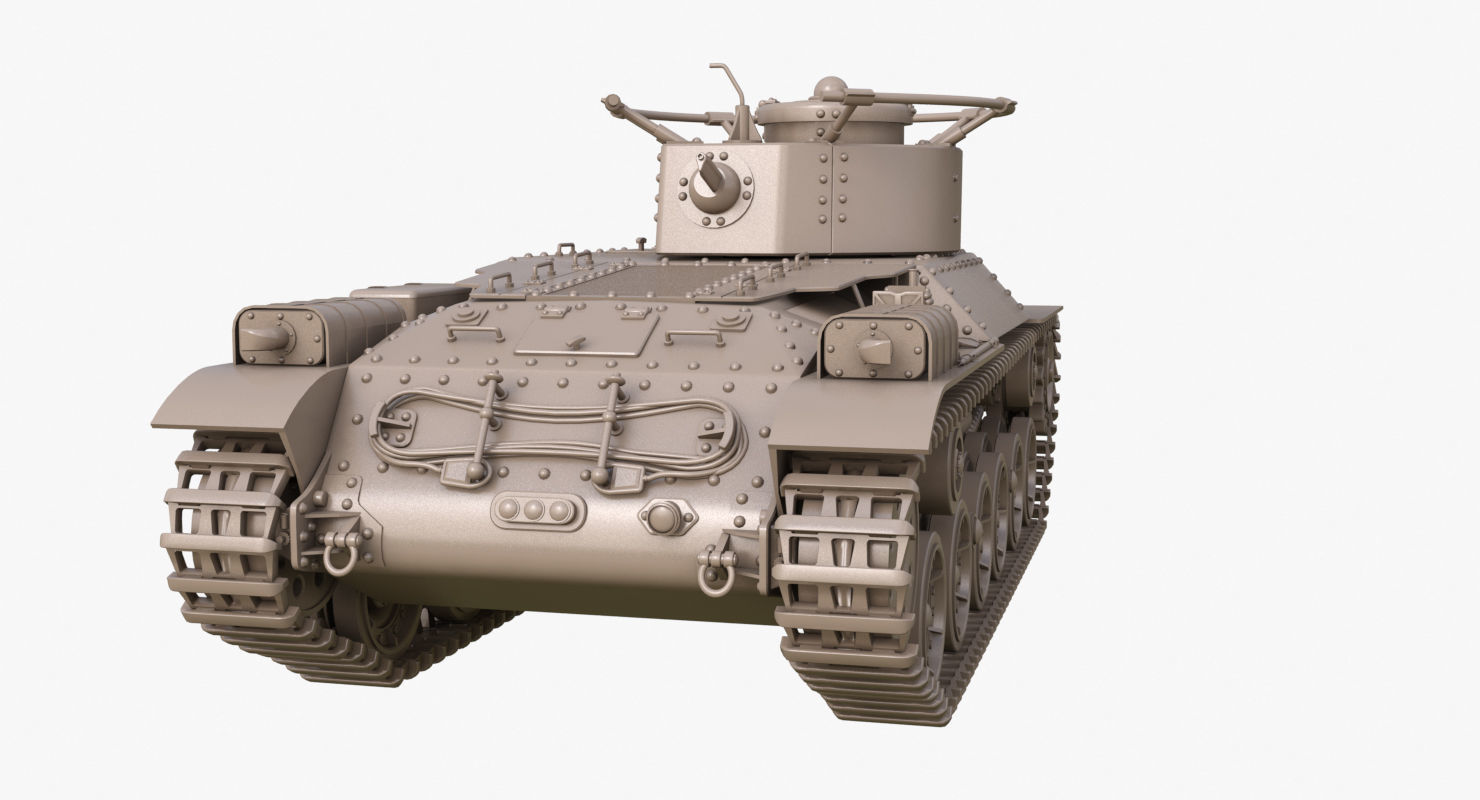 Tank Type 97 Chi Ha Green Japan Clay Mental Ray  3D model_37