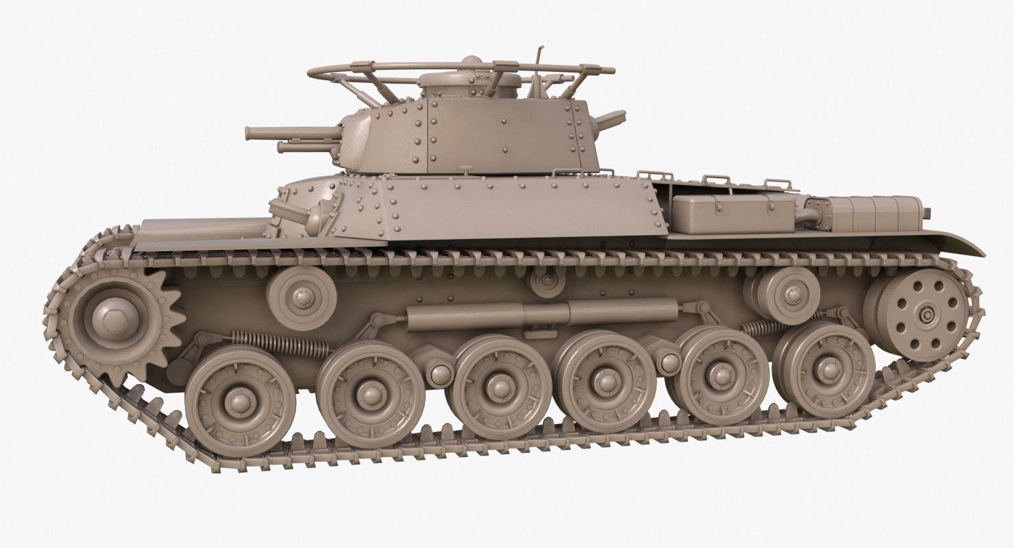Tank Type 97 Chi Ha Green Japan Clay Mental Ray  3D model_49