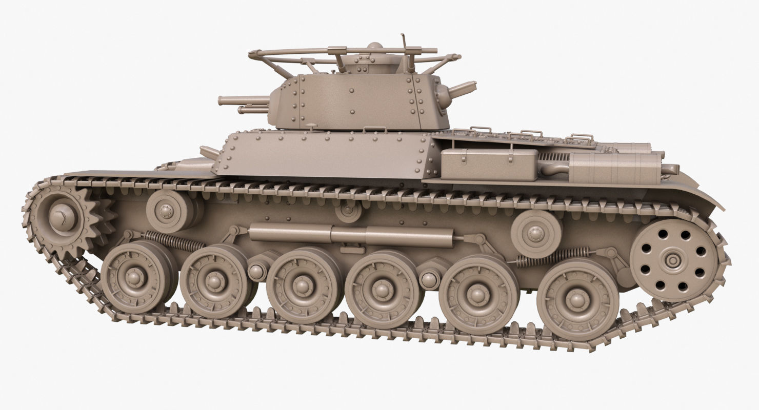 Tank Type 97 Chi Ha Green Japan Clay Mental Ray  3D model_46