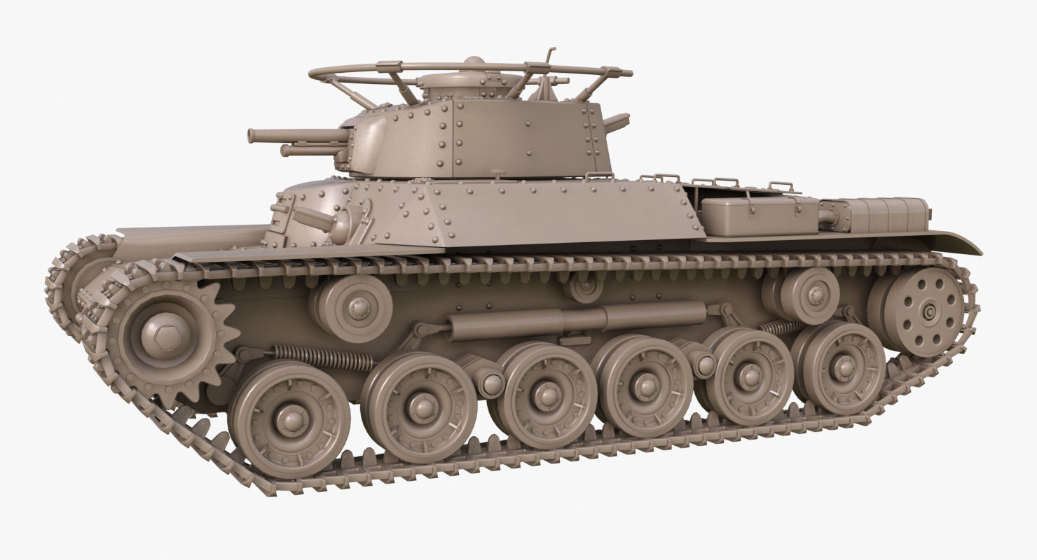 Tank Type 97 Chi Ha Green Japan Clay Mental Ray  3D model_50