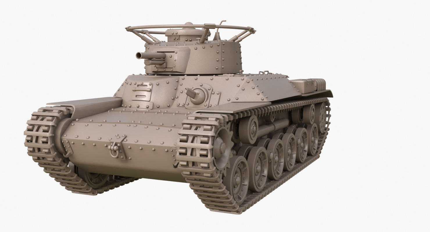 Tank Type 97 Chi Ha Green Japan Clay Mental Ray  3D model_18