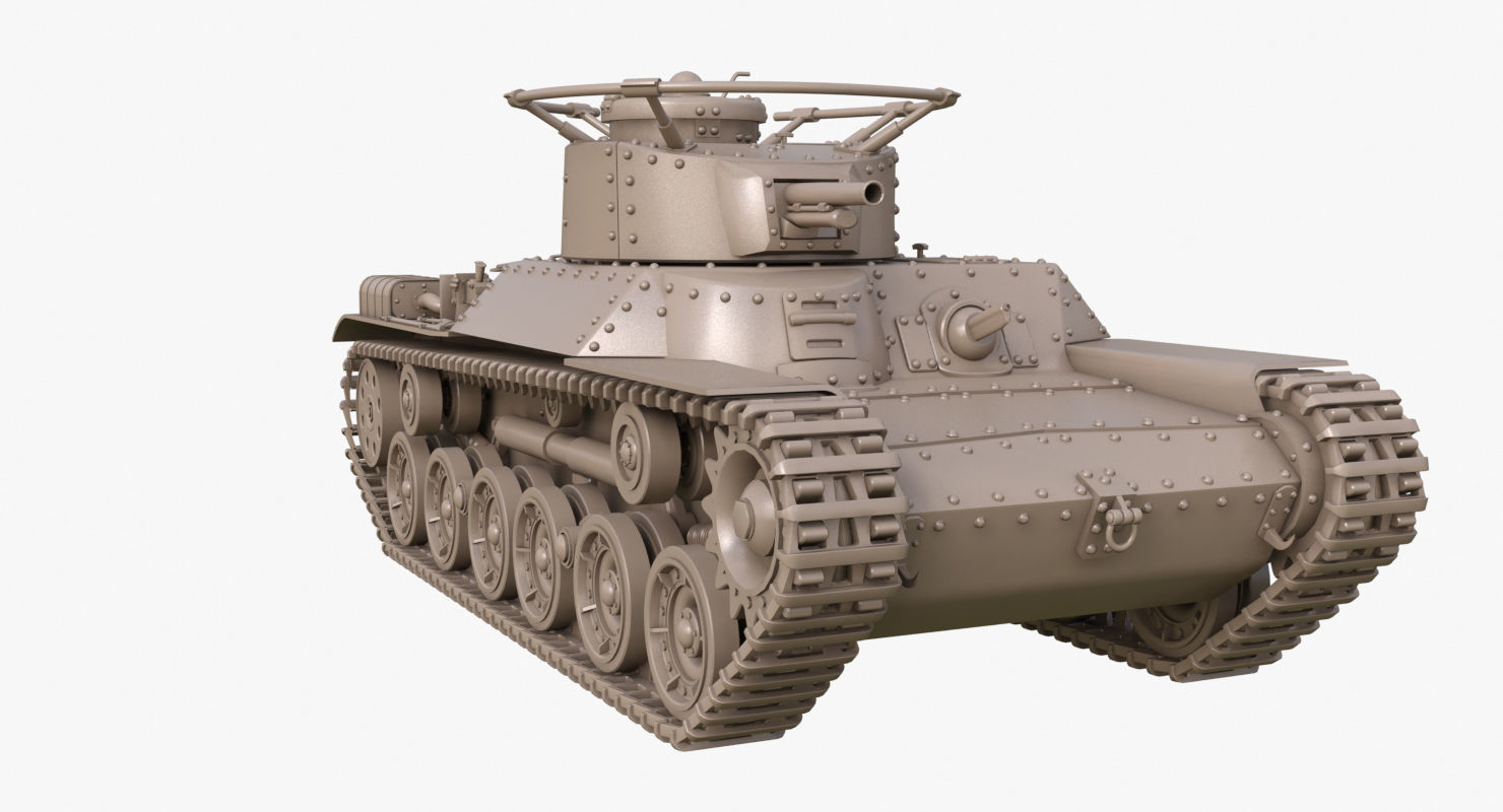Tank Type 97 Chi Ha Green Japan Clay Mental Ray  3D model_23