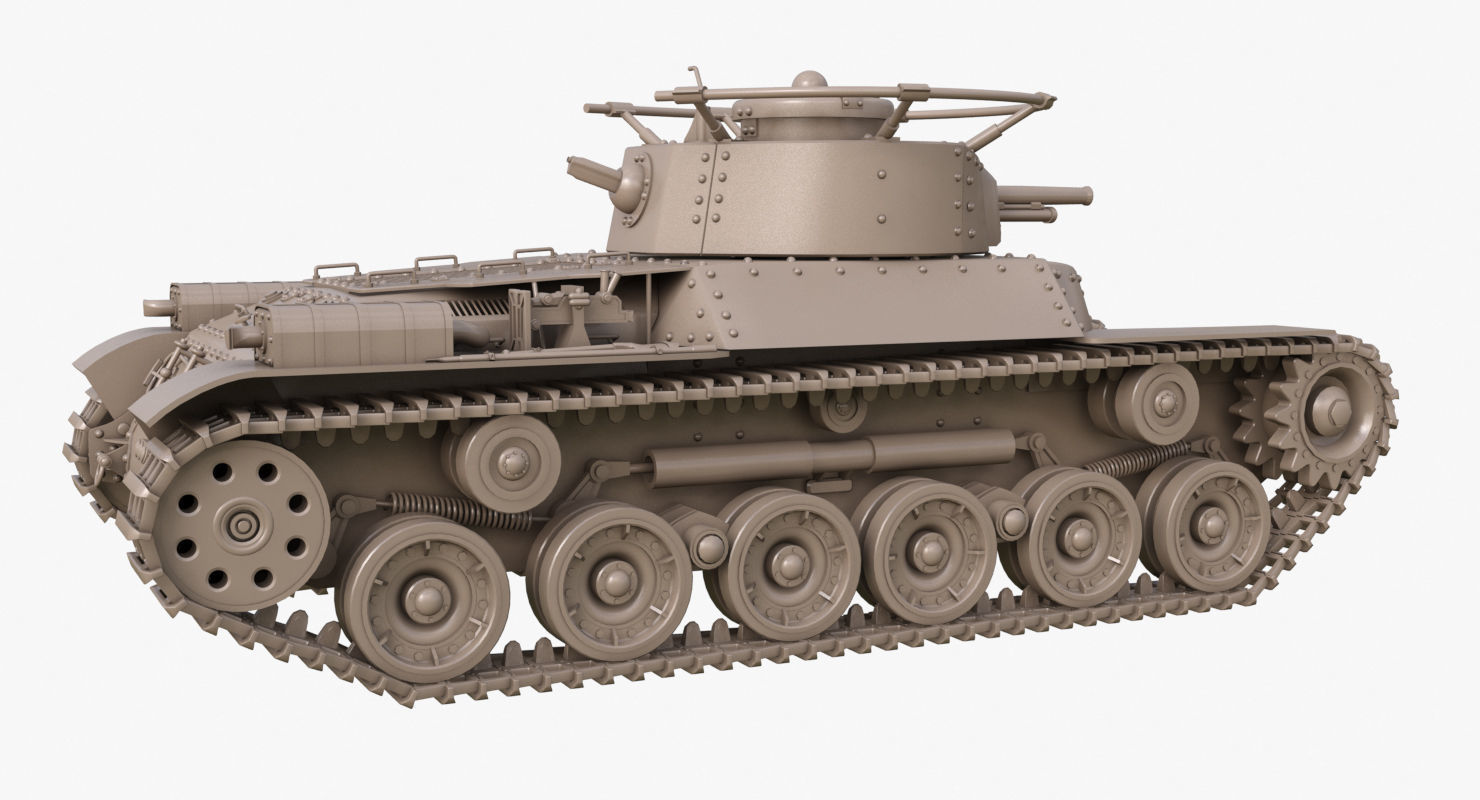 Tank Type 97 Chi Ha Green Japan Clay Mental Ray  3D model_32