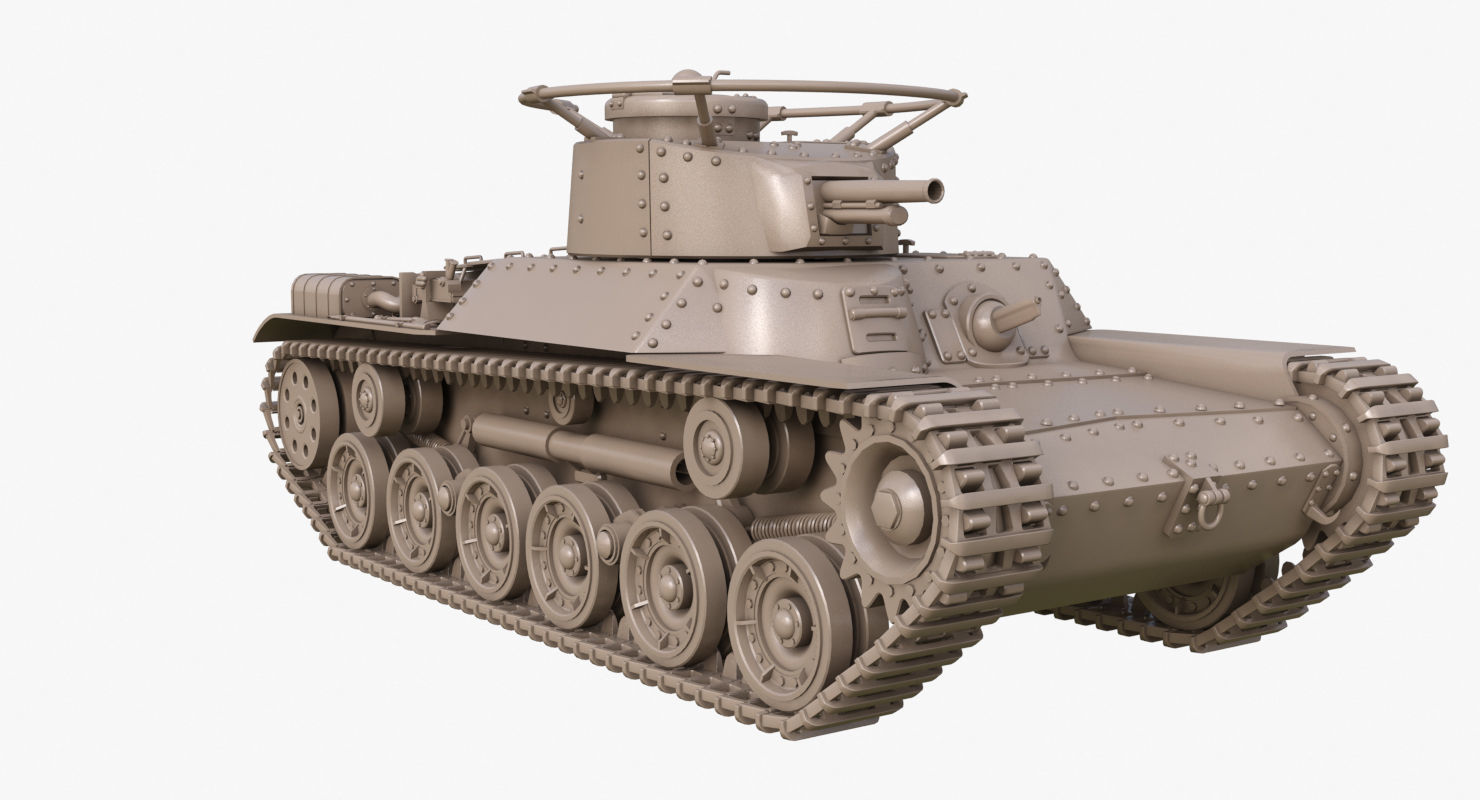 Tank Type 97 Chi Ha Green Japan Clay Mental Ray  3D model_24