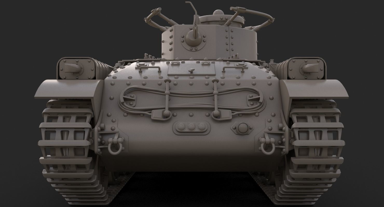 Tank Type 97 Chi Ha Green Japan Clay Mental Ray  3D model_6