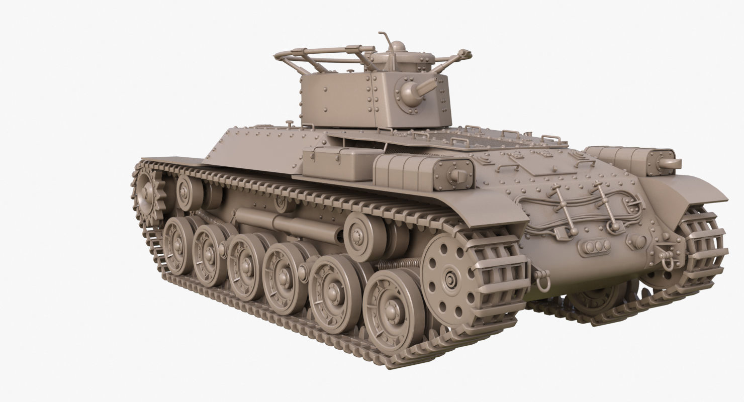 Tank Type 97 Chi Ha Green Japan Clay Mental Ray  3D model_42
