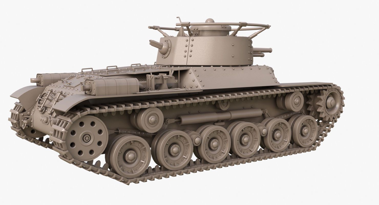 Tank Type 97 Chi Ha Green Japan Clay Mental Ray  3D model_33