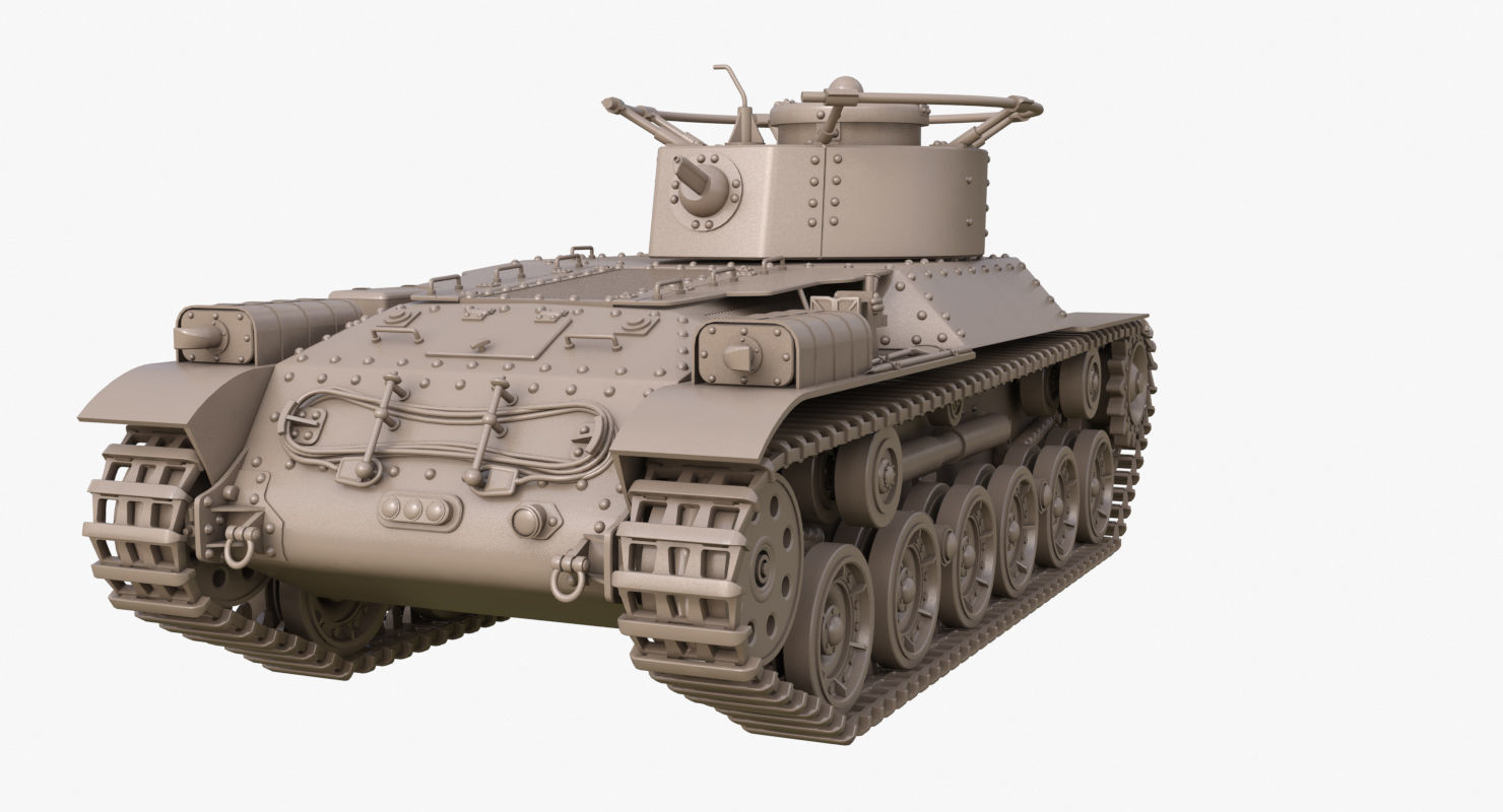 Tank Type 97 Chi Ha Green Japan Clay Mental Ray  3D model_36