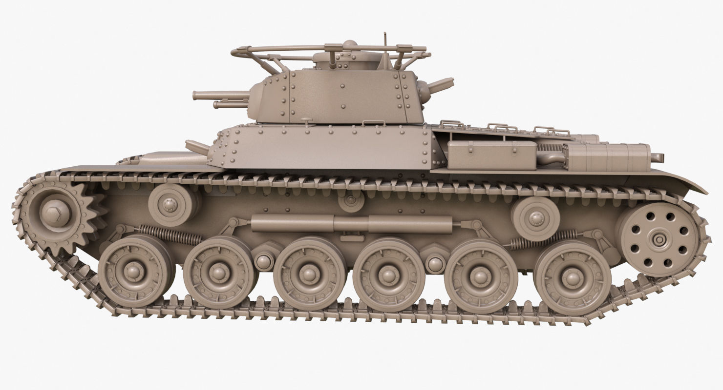 Tank Type 97 Chi Ha Green Japan Clay Mental Ray  3D model_47