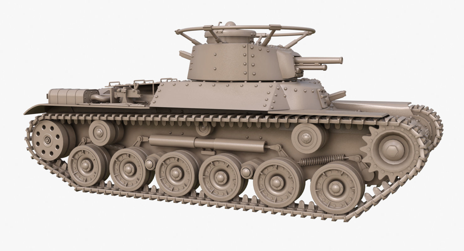 Tank Type 97 Chi Ha Green Japan Clay Mental Ray  3D model_27