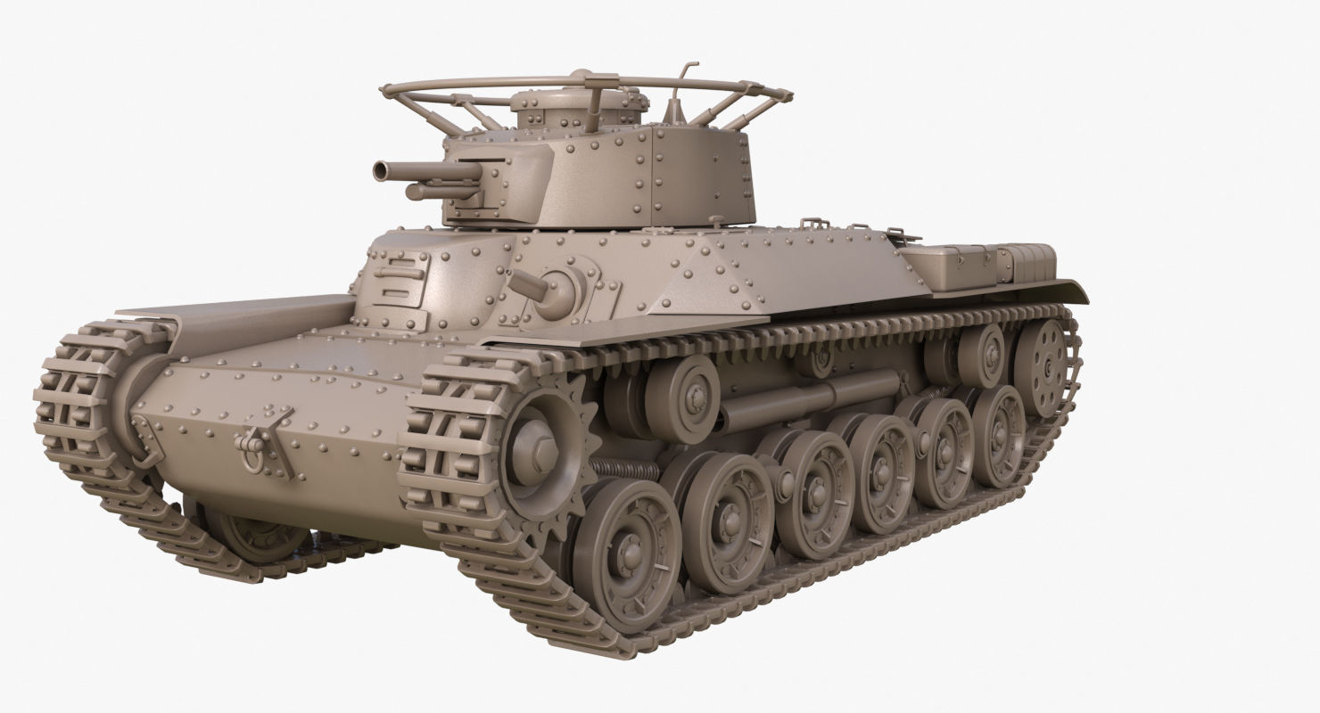Tank Type 97 Chi Ha Green Japan Clay Mental Ray  3D model_17