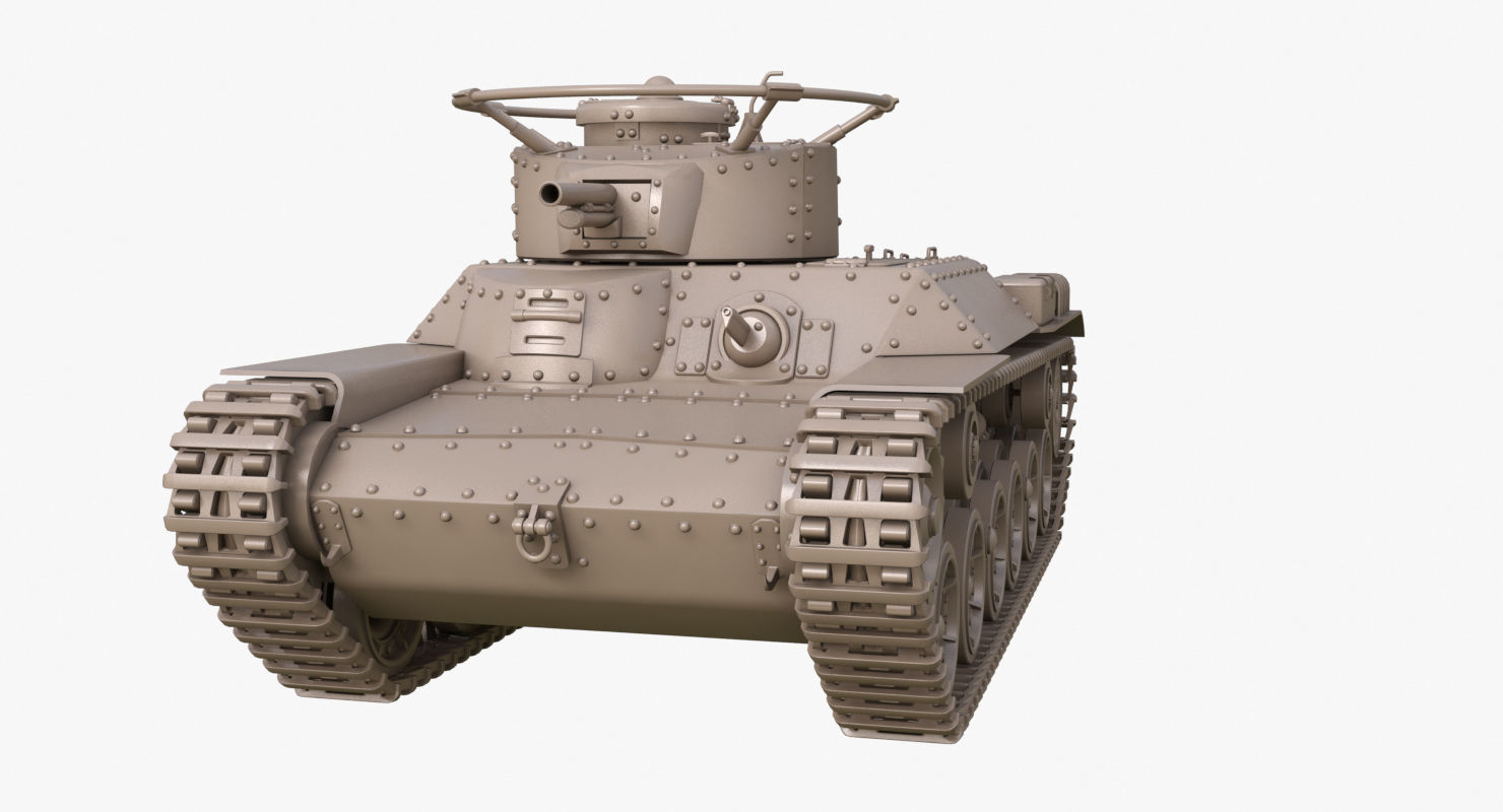 Tank Type 97 Chi Ha Green Japan Clay Mental Ray  3D model_19