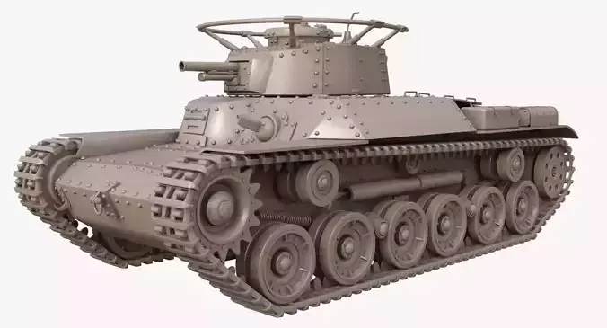 Tank Type 97 Chi Ha Green Japan Clay Mental Ray  3D model