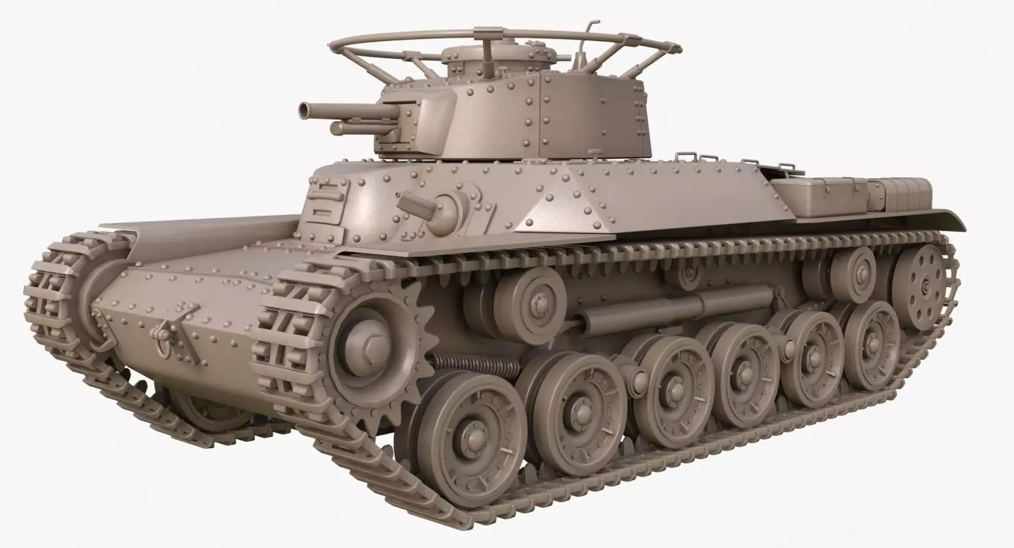 Tank Type 97 Chi Ha Green Japan Clay Mental Ray  3D model_0
