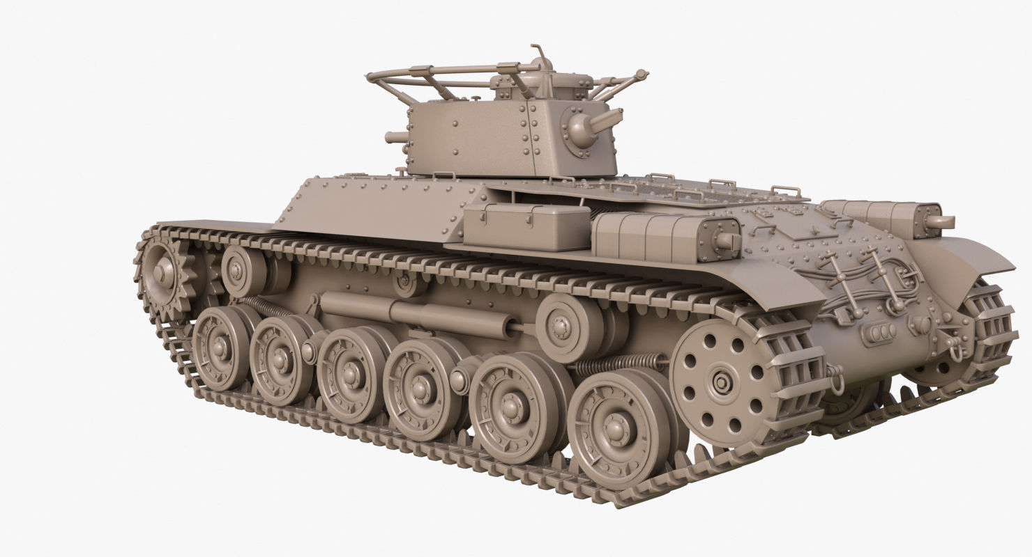 Tank Type 97 Chi Ha Green Japan Clay Mental Ray  3D model_43