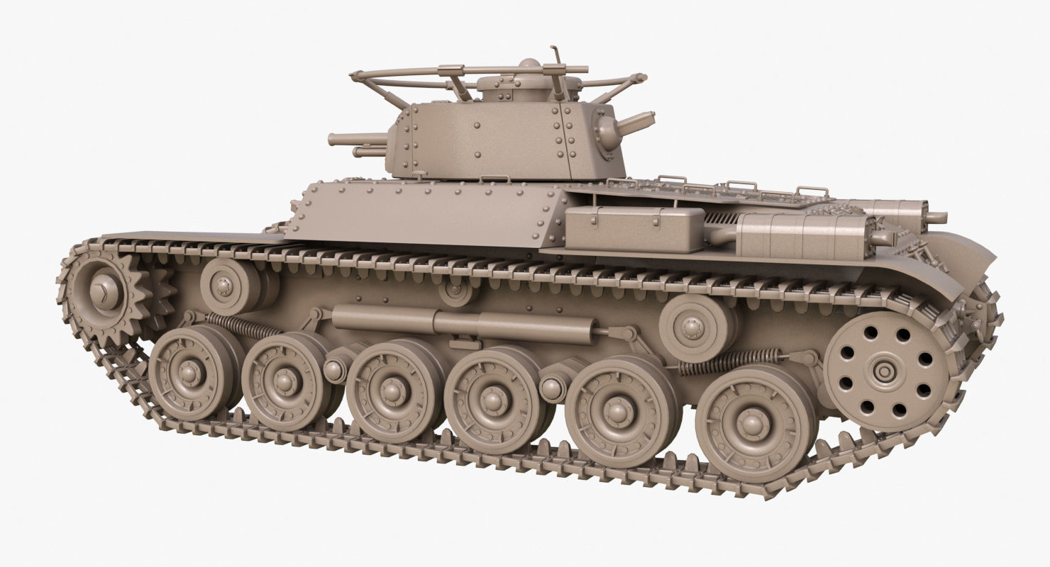 Tank Type 97 Chi Ha Green Japan Clay Mental Ray  3D model_45