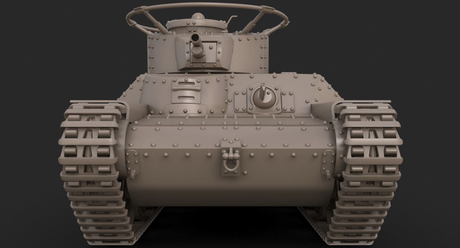 Tank Type 97 Chi Ha Green Japan Clay Mental Ray  3D model_11