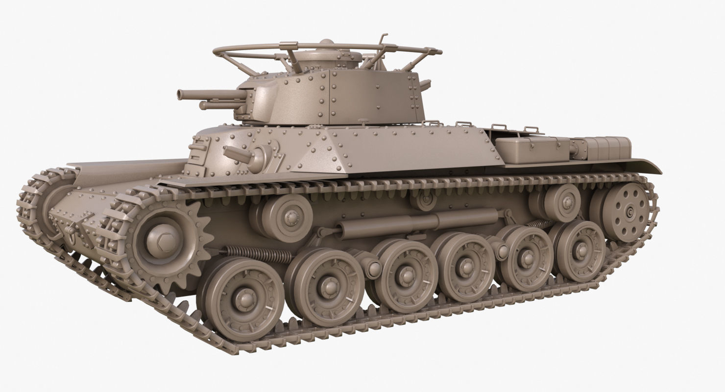 Tank Type 97 Chi Ha Green Japan Clay Mental Ray  3D model_51