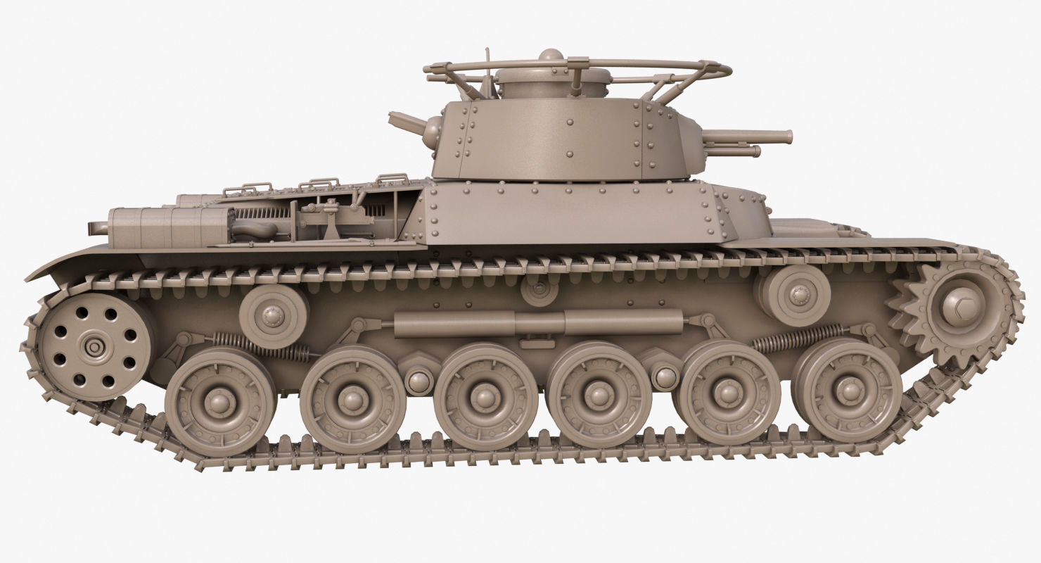 Tank Type 97 Chi Ha Green Japan Clay Mental Ray  3D model_30