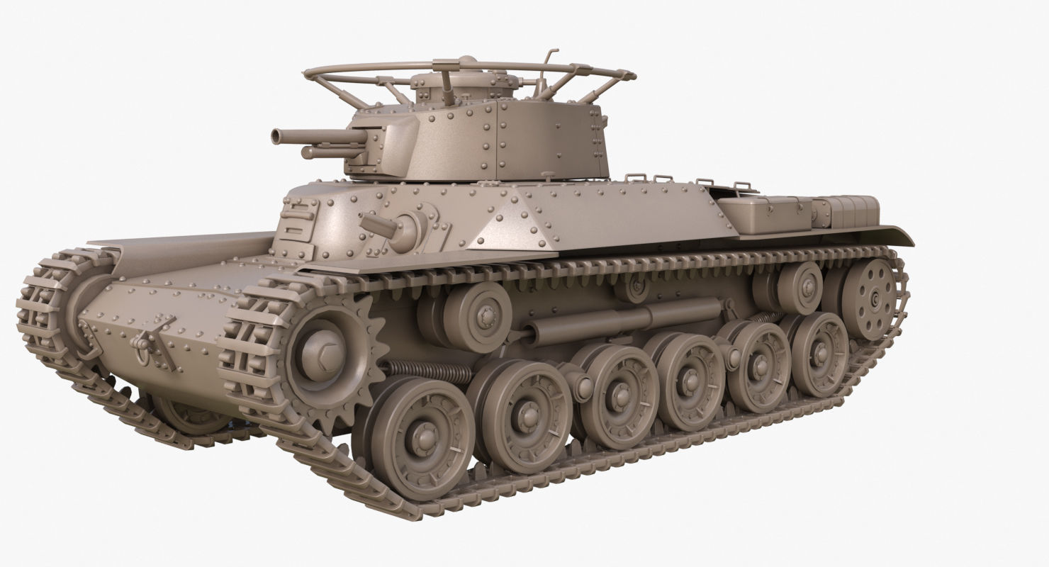 Tank Type 97 Chi Ha Green Japan Clay Mental Ray  3D model_16