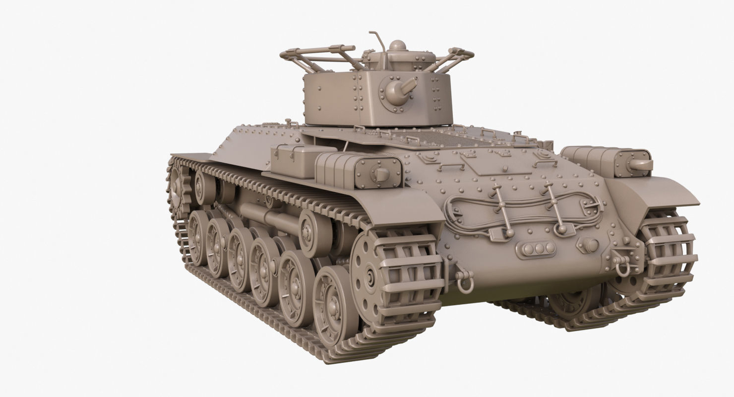 Tank Type 97 Chi Ha Green Japan Clay Mental Ray  3D model_41