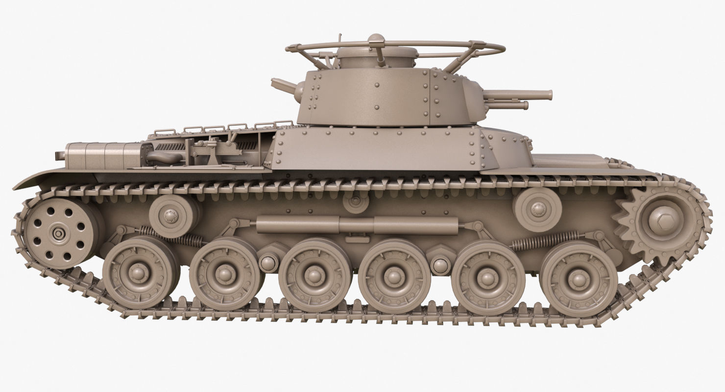 Tank Type 97 Chi Ha Green Japan Clay Mental Ray  3D model_29