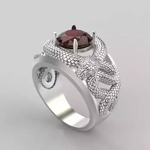 Design gemstone  ring with snakes 3dm stl 3D print model 3D print model