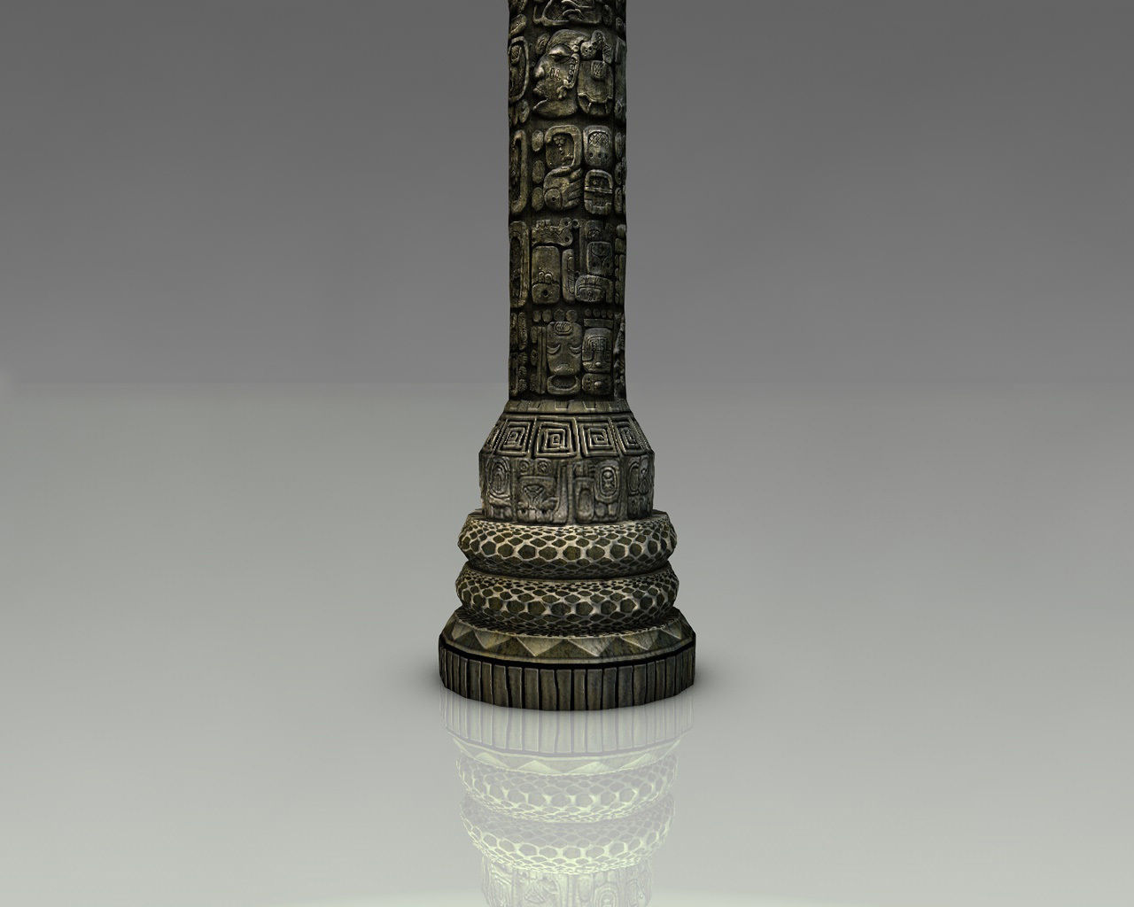 Detailed Aztec Column with snakes Low-poly 3D model_6
