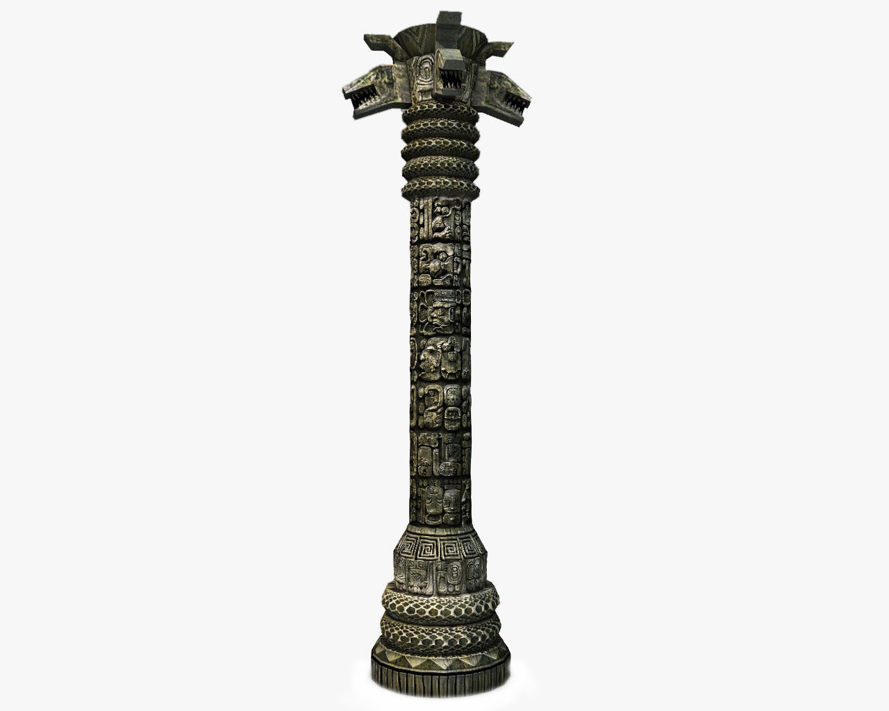 Detailed Aztec Column with snakes Low-poly 3D model_8