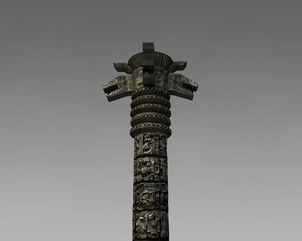 Detailed Aztec Column with snakes Low-poly 3D model_0