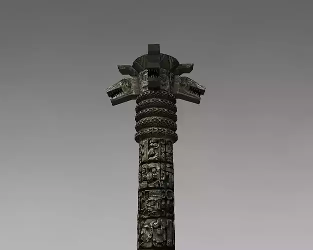 Detailed Aztec Column with snakes